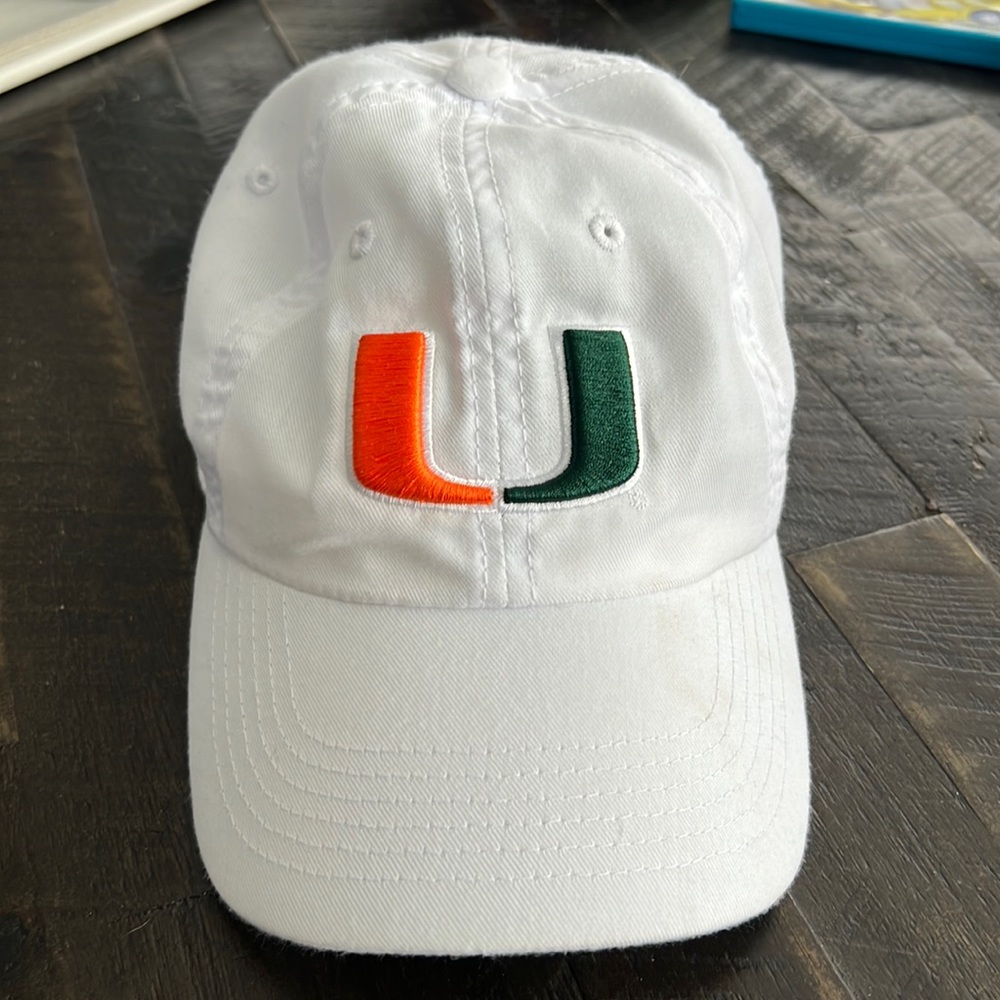 University of Miami Baseball Hat White with logo